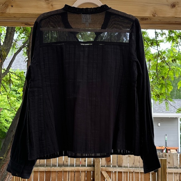 Anthropologie dRA Peoria Peasant Blouse Black Ruffle Sheer Cotton Medium - Picture 10 of 16